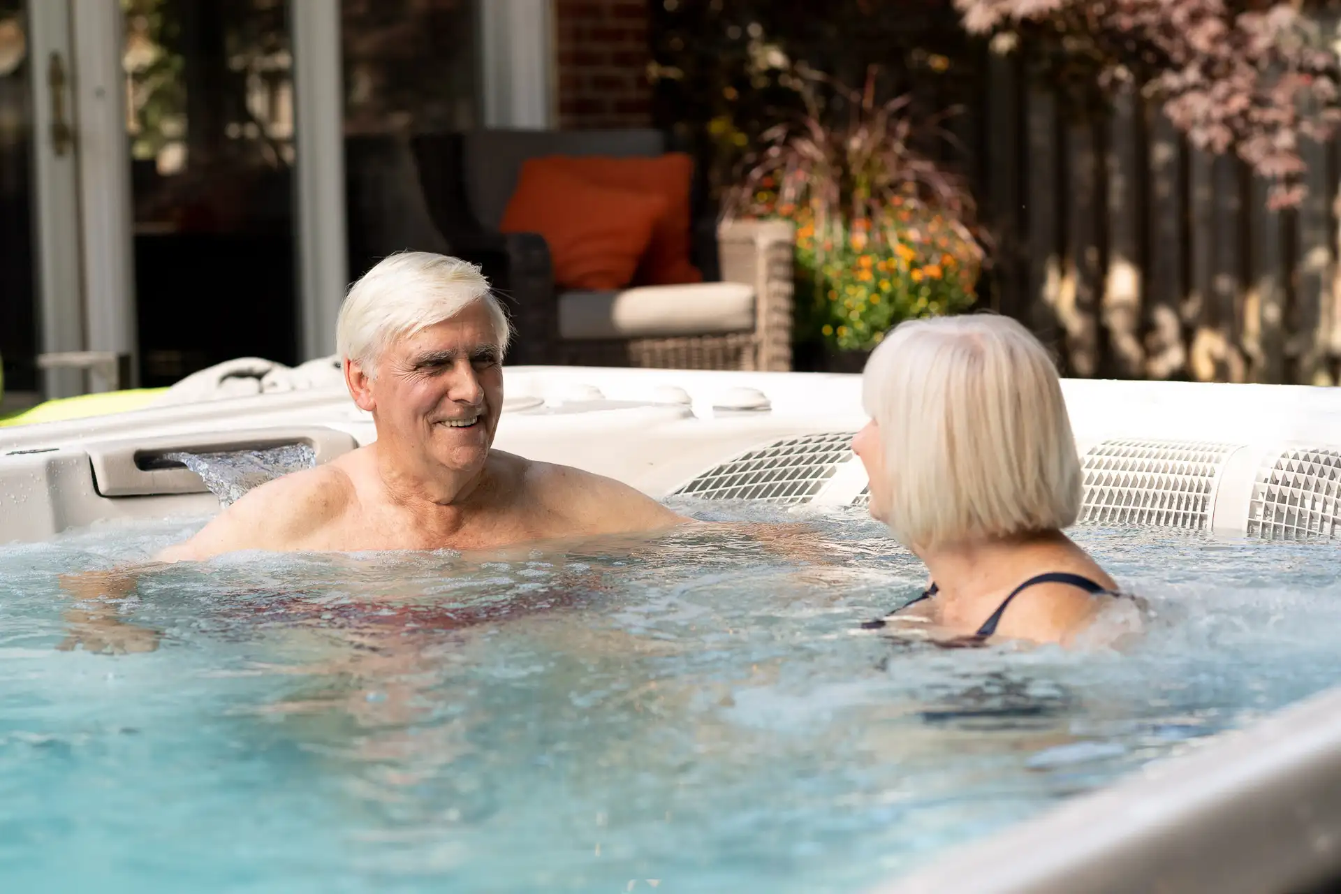 Couple Enjoying Swim Spa Hydropool